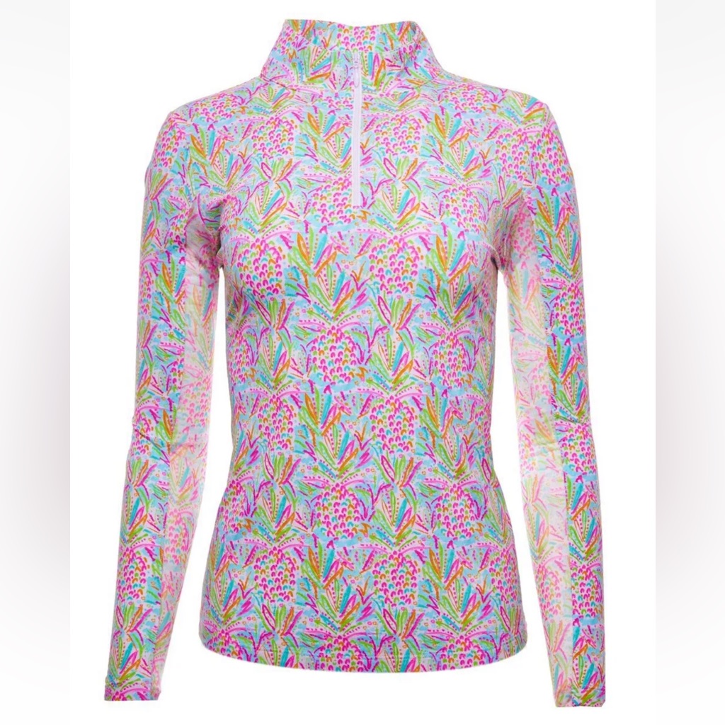Ibkul Top Lola Mock Neck Top Pineapple Print